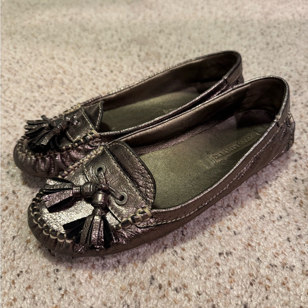 Banana Republic Silver Flats with Bow Detail